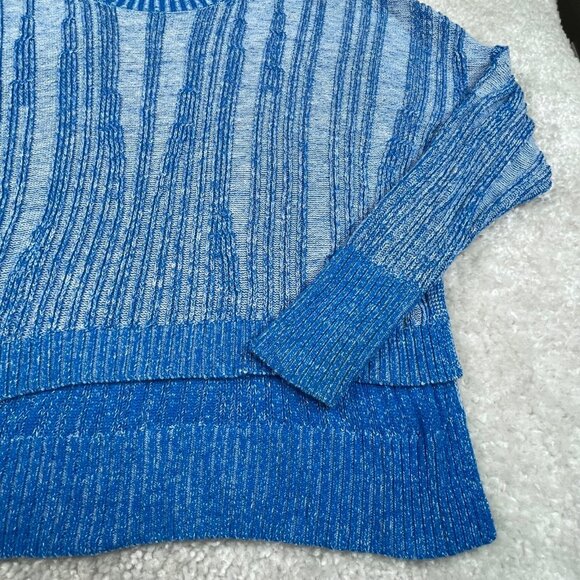 Anthropologie Pilcro Blue Textured Hi Lo Pullover Sweater - Picture 7 of 8